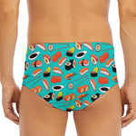 Japanese Sushi And Rolls Pattern Print Men's Triangle Swim Briefs