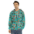 Japanese Sushi And Rolls Pattern Print Men's Velvet Pullover Hoodie
