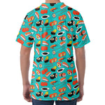 Japanese Sushi And Rolls Pattern Print Men's Velvet T-Shirt