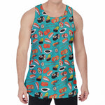Japanese Sushi And Rolls Pattern Print Men's Velvet Tank Top