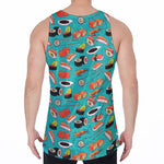 Japanese Sushi And Rolls Pattern Print Men's Velvet Tank Top