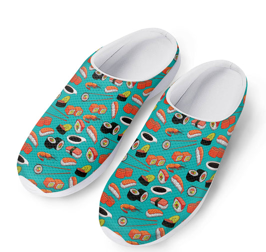 Japanese Sushi And Rolls Pattern Print Mesh Casual Shoes