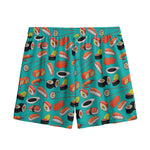 Japanese Sushi And Rolls Pattern Print Mesh Shorts
