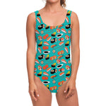 Japanese Sushi And Rolls Pattern Print One Piece Swimsuit