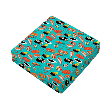 Japanese Sushi And Rolls Pattern Print Outdoor Seat Cushion Cover