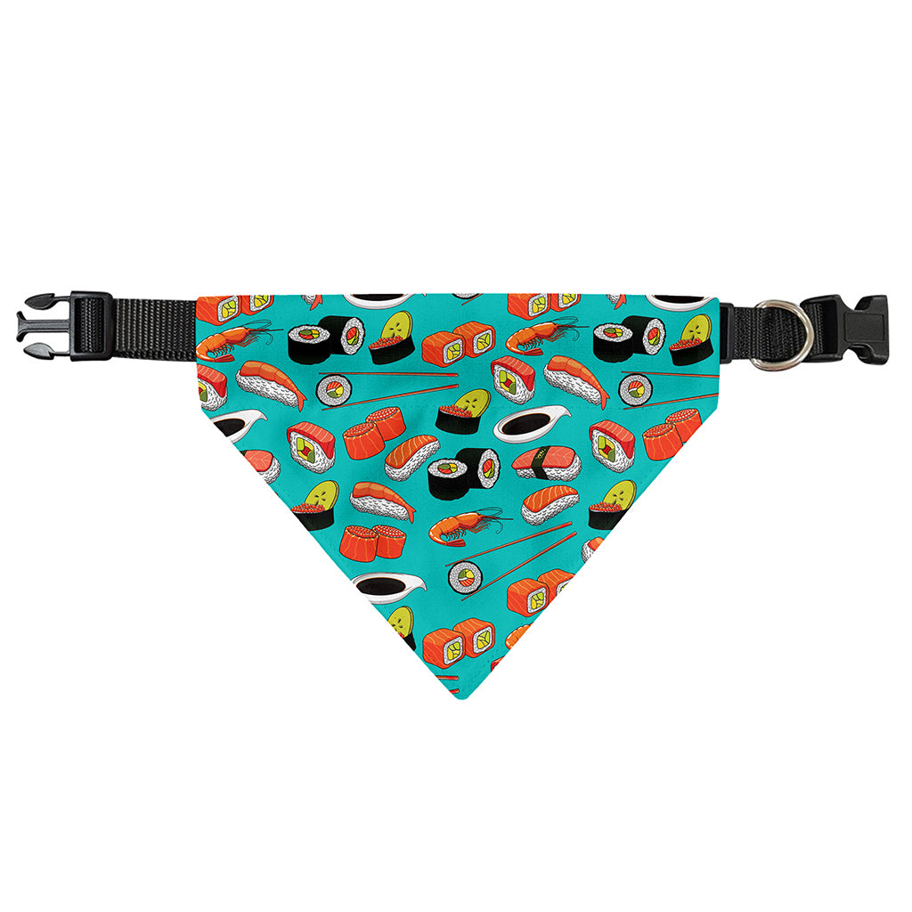 Japanese Sushi And Rolls Pattern Print Over The Collar Dog Bandana