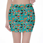 Japanese Sushi And Rolls Pattern Print Pencil Mini Skirt
