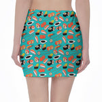 Japanese Sushi And Rolls Pattern Print Pencil Mini Skirt