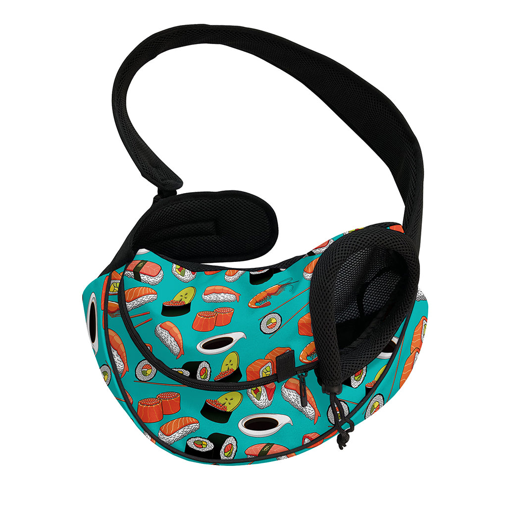 Japanese Sushi And Rolls Pattern Print Pet Sling Carrier