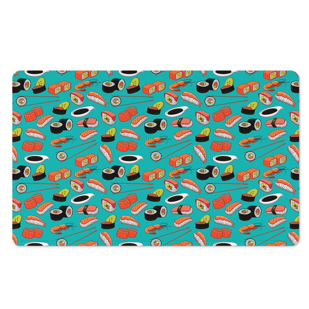 Japanese Sushi And Rolls Pattern Print Polyester Doormat