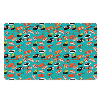 Japanese Sushi And Rolls Pattern Print Polyester Doormat