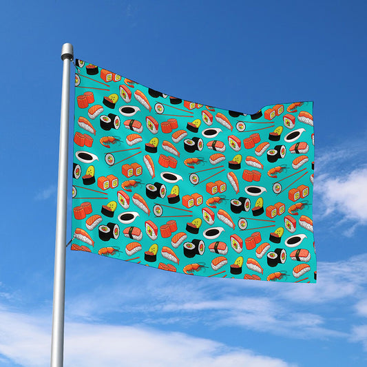 Japanese Sushi And Rolls Pattern Print Polyester Flag