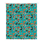 Japanese Sushi And Rolls Pattern Print Polyester Shower Curtain