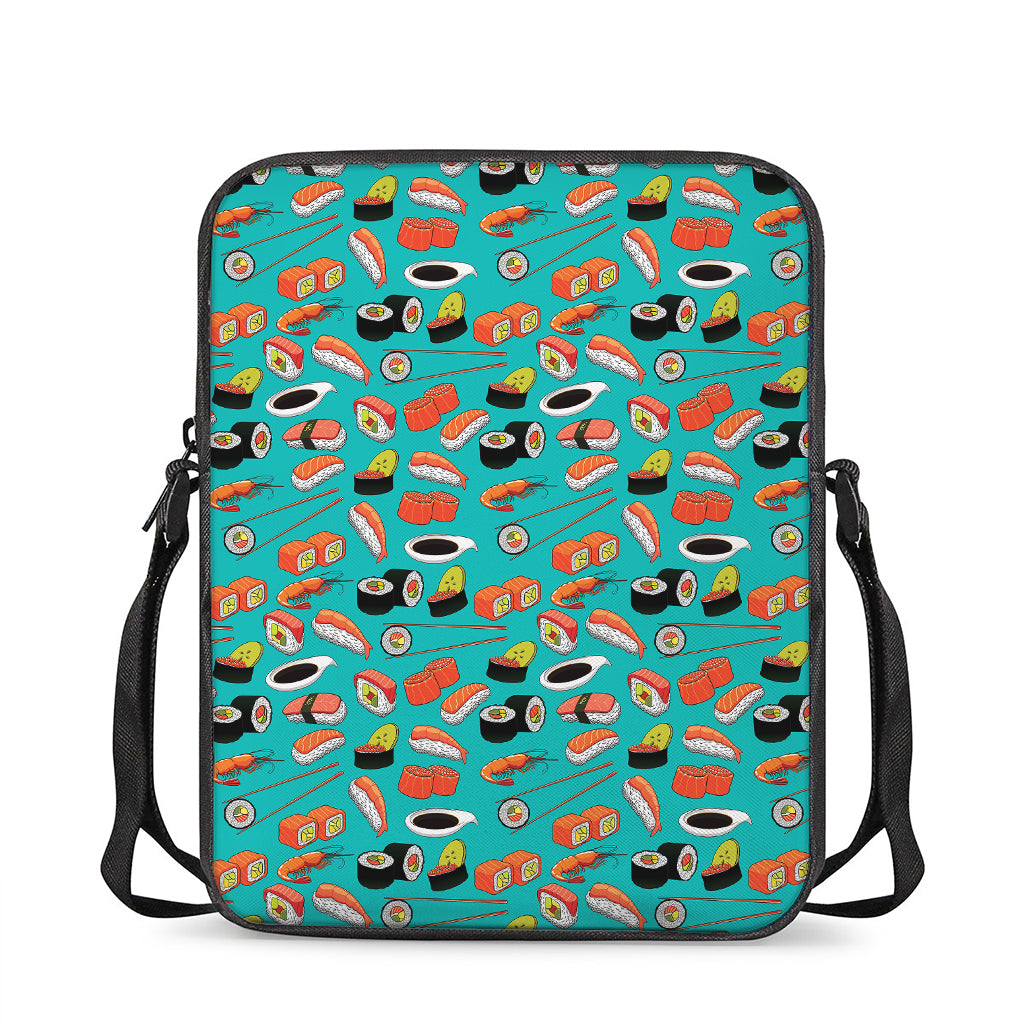 Japanese Sushi And Rolls Pattern Print Rectangular Crossbody Bag