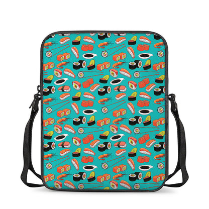 Japanese Sushi And Rolls Pattern Print Rectangular Crossbody Bag