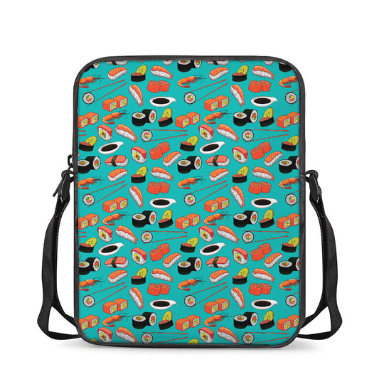 Japanese Sushi And Rolls Pattern Print Rectangular Crossbody Bag
