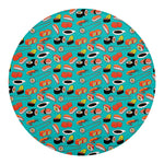 Japanese Sushi And Rolls Pattern Print Round Blanket