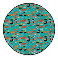 Japanese Sushi And Rolls Pattern Print Round Floor Mat