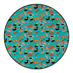 Japanese Sushi And Rolls Pattern Print Round Floor Mat
