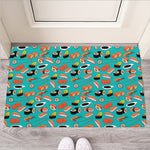 Japanese Sushi And Rolls Pattern Print Rubber Doormat