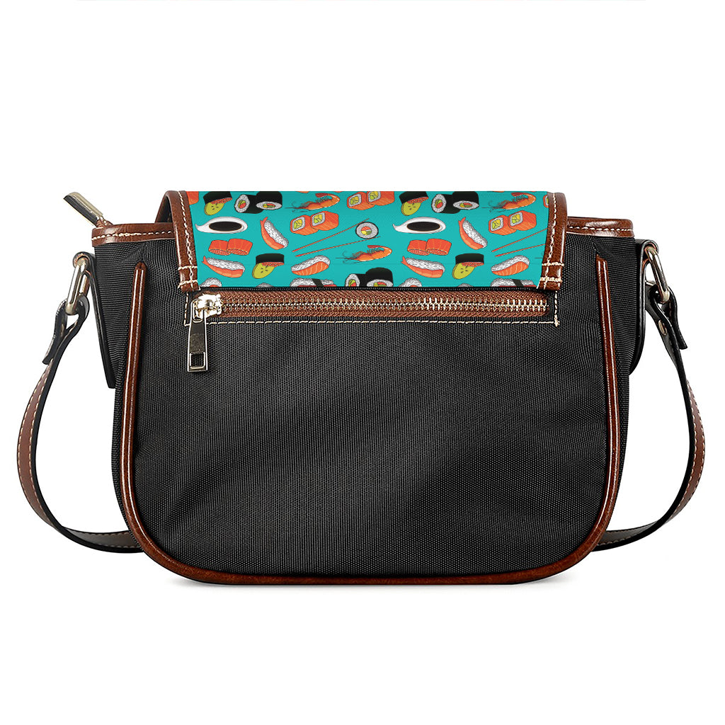 Japanese Sushi And Rolls Pattern Print Saddle Bag