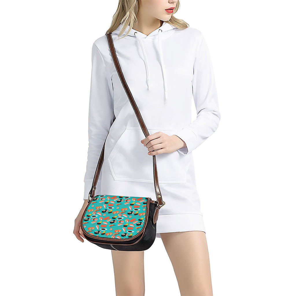 Japanese Sushi And Rolls Pattern Print Saddle Bag