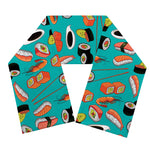 Japanese Sushi And Rolls Pattern Print Scarf