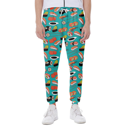 Japanese Sushi And Rolls Pattern Print Scuba Joggers