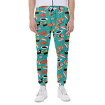 Japanese Sushi And Rolls Pattern Print Scuba Joggers