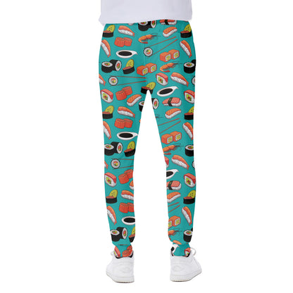 Japanese Sushi And Rolls Pattern Print Scuba Joggers