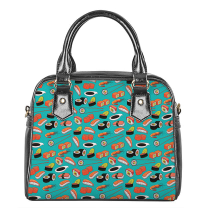 Japanese Sushi And Rolls Pattern Print Shoulder Handbag