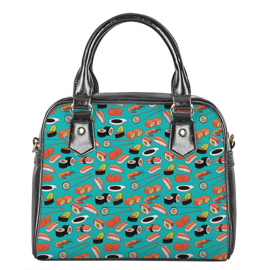 Japanese Sushi And Rolls Pattern Print Shoulder Handbag
