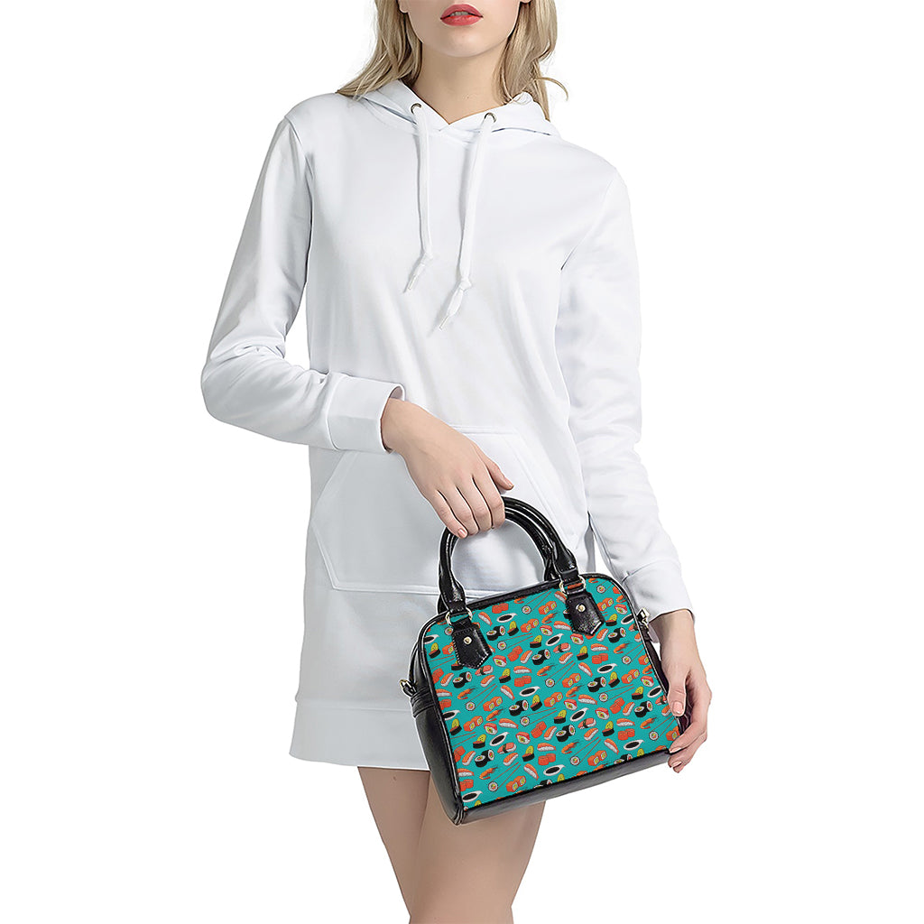 Japanese Sushi And Rolls Pattern Print Shoulder Handbag