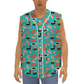 Japanese Sushi And Rolls Pattern Print Sleeveless Baseball Jersey