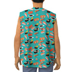Japanese Sushi And Rolls Pattern Print Sleeveless Baseball Jersey
