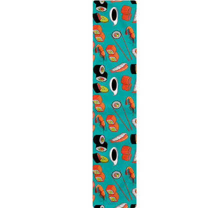 Japanese Sushi And Rolls Pattern Print Table Runner