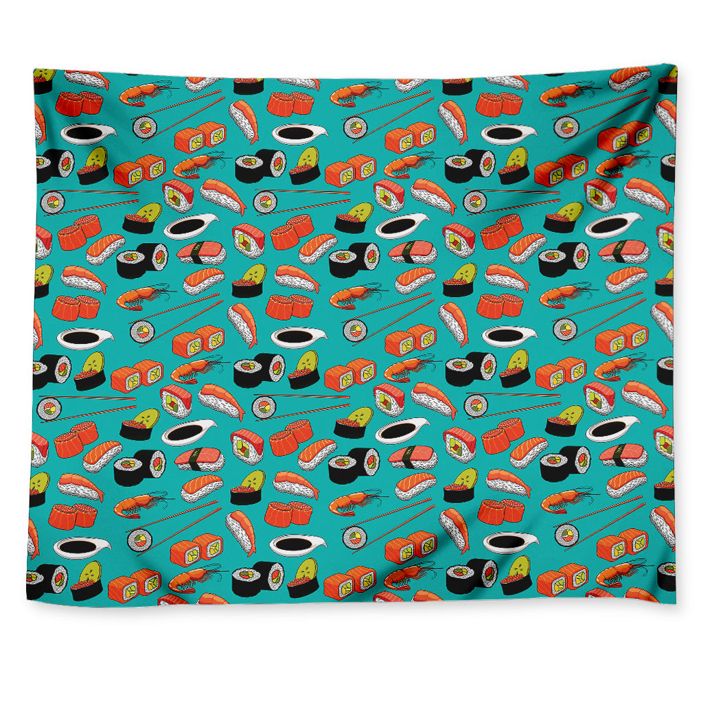 Japanese Sushi And Rolls Pattern Print Tapestry