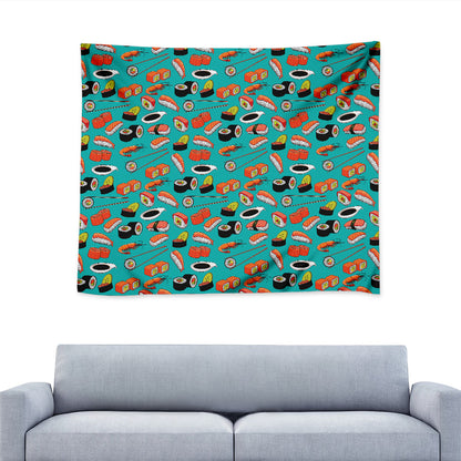 Japanese Sushi And Rolls Pattern Print Tapestry