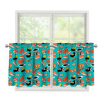 Japanese Sushi And Rolls Pattern Print Tier Curtains