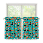 Japanese Sushi And Rolls Pattern Print Tier Curtains