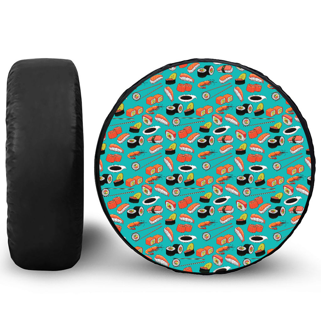 Japanese Sushi And Rolls Pattern Print Tire Cover