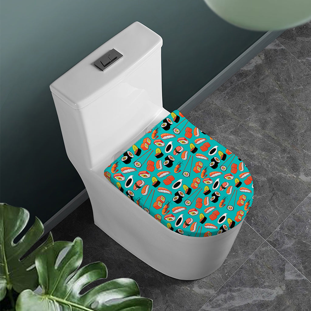 Japanese Sushi And Rolls Pattern Print Toilet Lid Cover