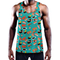 Japanese Sushi And Rolls Pattern Print Men's Workout Tank Top
