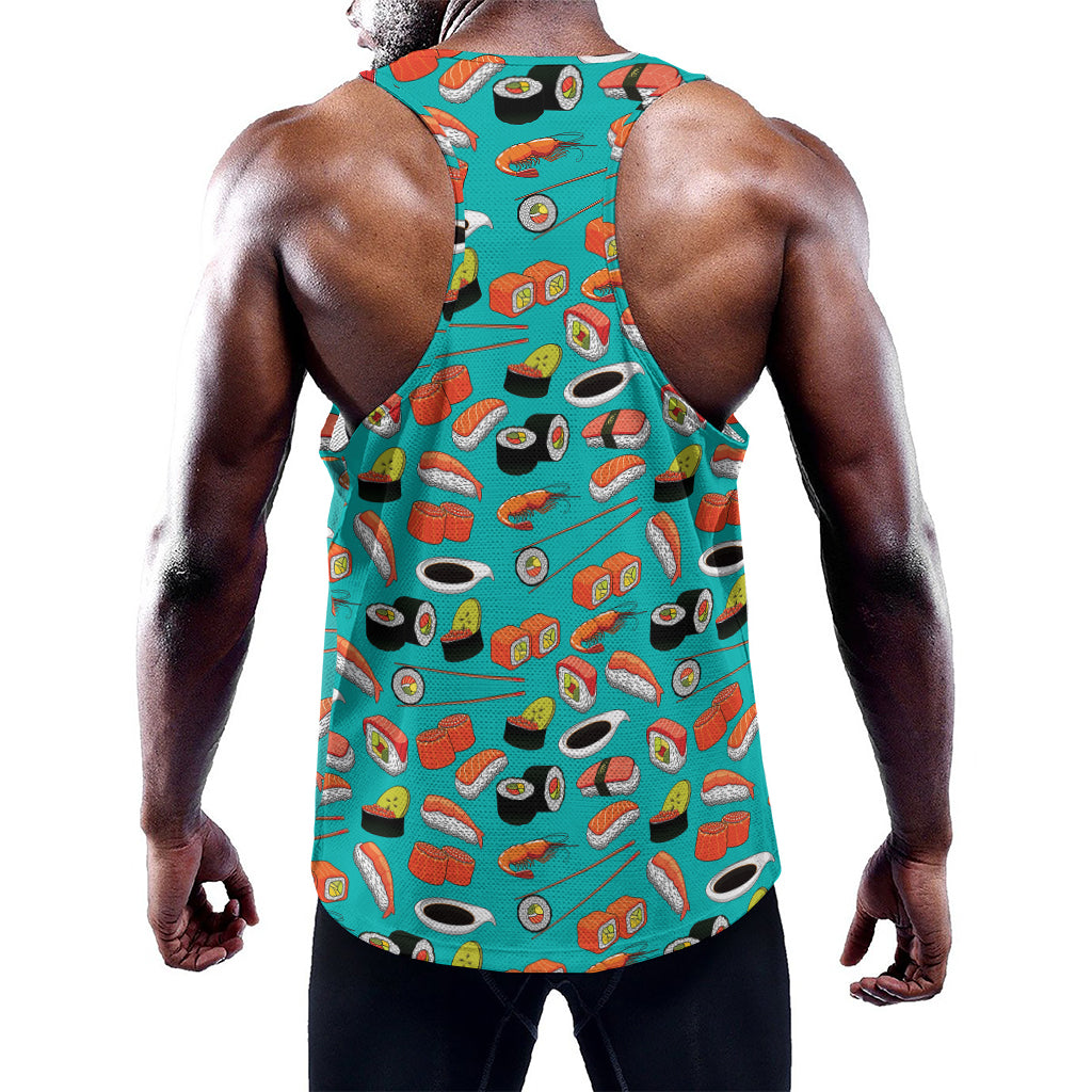 Japanese Sushi And Rolls Pattern Print Training Tank Top