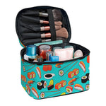 Japanese Sushi And Rolls Pattern Print Travel Makeup Bag