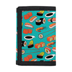 Japanese Sushi And Rolls Pattern Print Trifold Wallet
