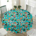 Japanese Sushi And Rolls Pattern Print Waterproof Round Tablecloth