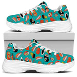 Japanese Sushi And Rolls Pattern Print White Chunky Shoes