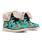 Japanese Sushi And Rolls Pattern Print Winter Boots