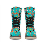 Japanese Sushi And Rolls Pattern Print Winter Boots